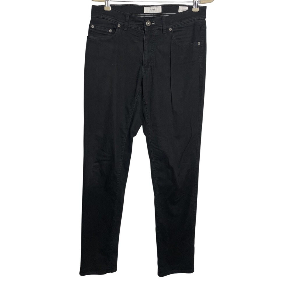 Brax Mens Black Cooper Fancy Regular Straight Leg Pants 5 Pocket 32/34